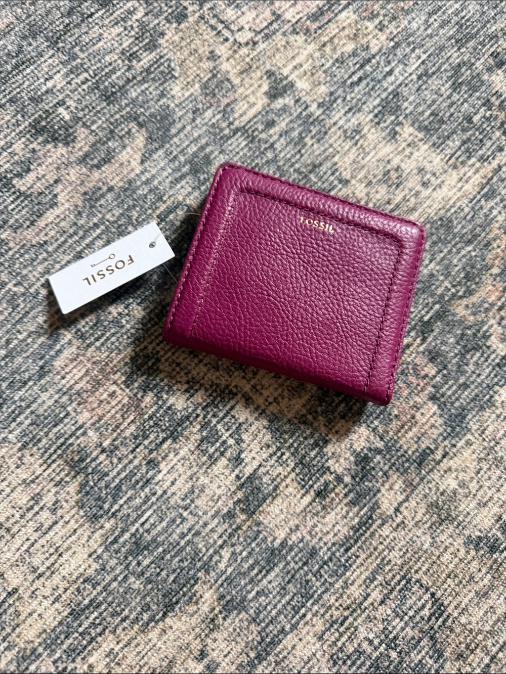 Fossil Pebbled Leather Wallet in Plum Purple